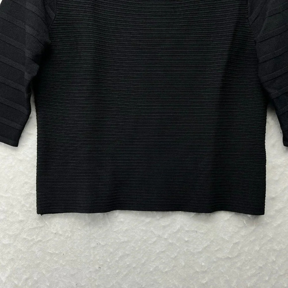 Ivanka Trump Tops Women's S Black Ribbed Knit Back Zip Crop Stretch 3/4 Sleeves - Picture 10 of 12